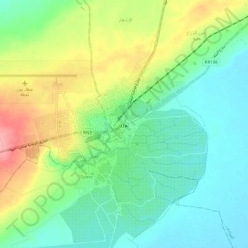 Carte topographique Tozeur, altitude, relief