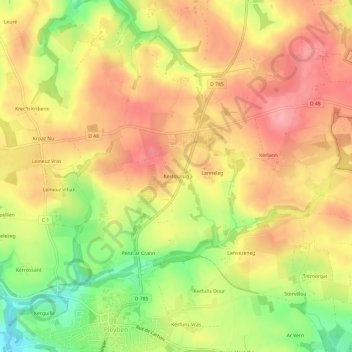 Carte topographique Kerroussig, altitude, relief