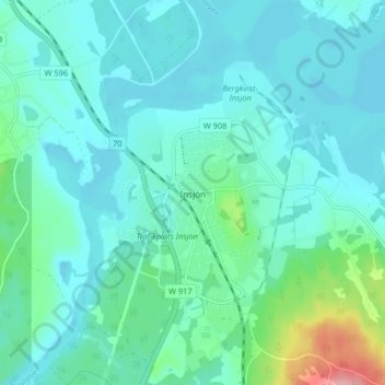 Carte topographique Insjön, altitude, relief