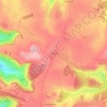 Carte topographique Fromenteau, altitude, relief