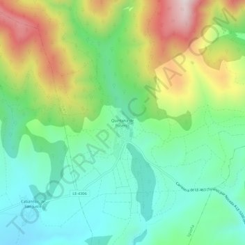 Carte topographique Quintana de Fuseros, altitude, relief
