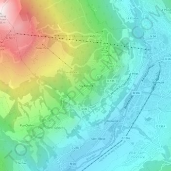 Carte topographique Puy Richard, altitude, relief