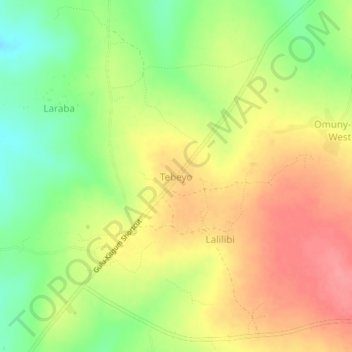 Carte topographique Tebeyo, altitude, relief