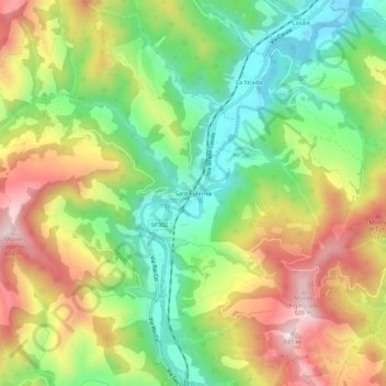 Carte topographique Sant'Eufemia, altitude, relief