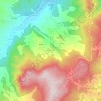 Carte topographique Vezzolacca, altitude, relief