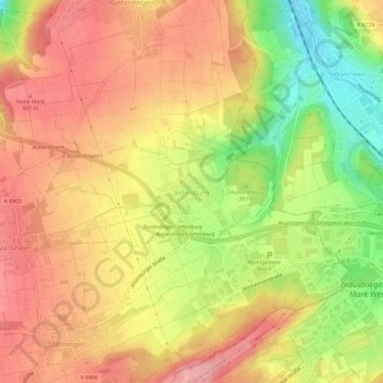 Carte topographique Jettenburg, altitude, relief