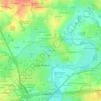 Carte topographique La Ricoquais, altitude, relief