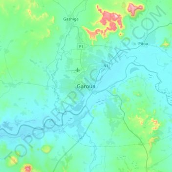 Carte topographique Garoua, altitude, relief