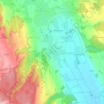 Carte topographique Zußdorf, altitude, relief