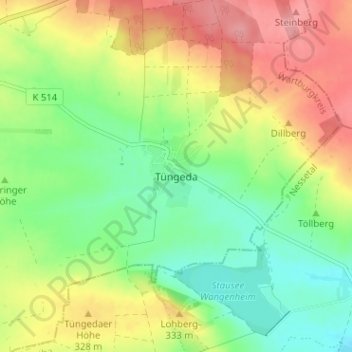 Carte topographique Tüngeda, altitude, relief