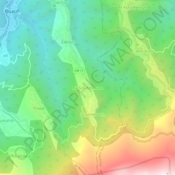 Carte topographique Aït Sidi Athmane, altitude, relief