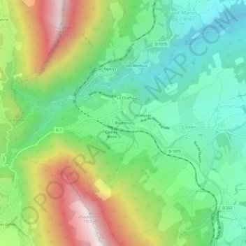 Carte topographique Bouthoui, altitude, relief