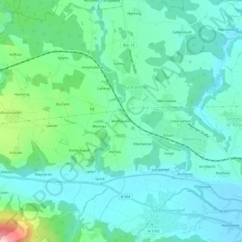 Carte topographique Wolfhausen, altitude, relief