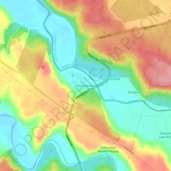 Carte topographique Villa Esperanza, altitude, relief