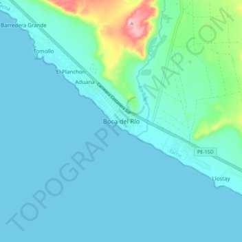 Carte topographique Boca del Río, altitude, relief