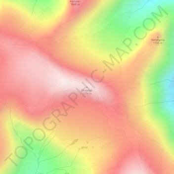 Carte topographique Tindefjell, altitude, relief