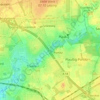 Carte topographique Portitzmühle, altitude, relief