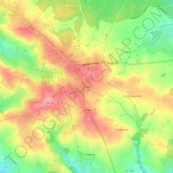 Carte topographique La Foye, altitude, relief