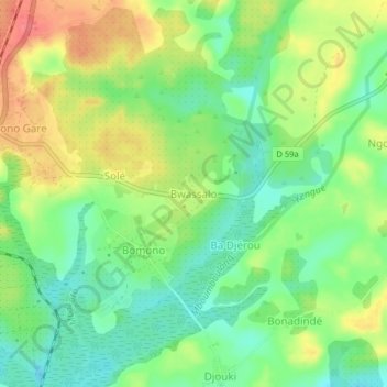 Carte topographique Bwassalo, altitude, relief