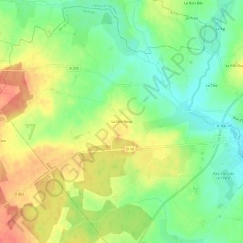 Carte topographique La Ville Roux, altitude, relief