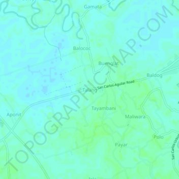 Carte topographique Talang, altitude, relief