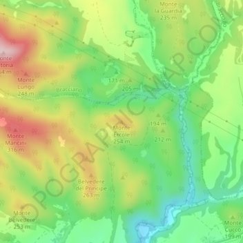 Carte topographique Monte Ercole, altitude, relief
