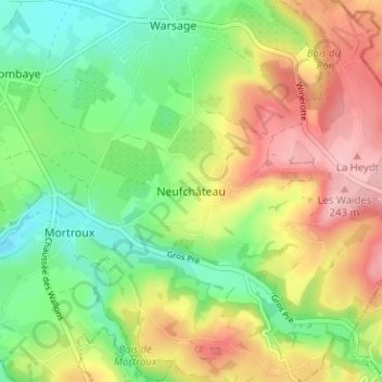 Carte topographique Neufchâteau, altitude, relief