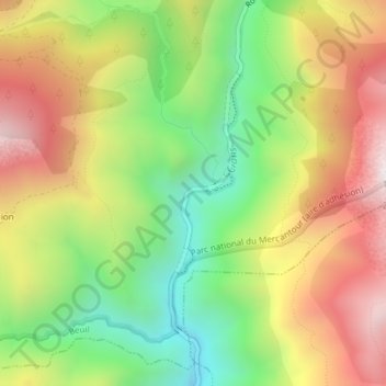 Carte topographique Gorges du Cians, altitude, relief