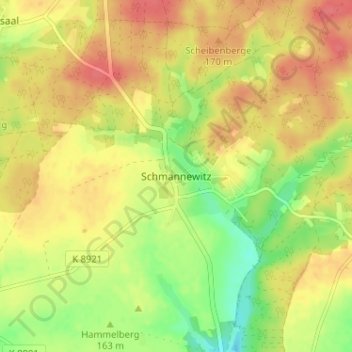 Carte topographique Schmannewitz, altitude, relief
