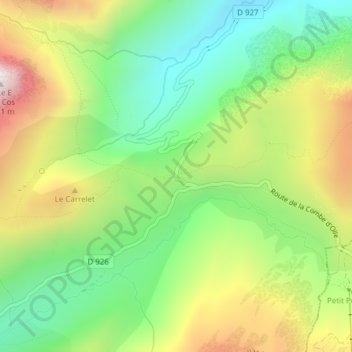 Carte topographique Col du Glandon, altitude, relief