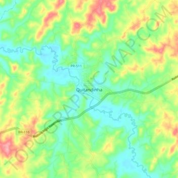 Carte topographique Quitandinha, altitude, relief