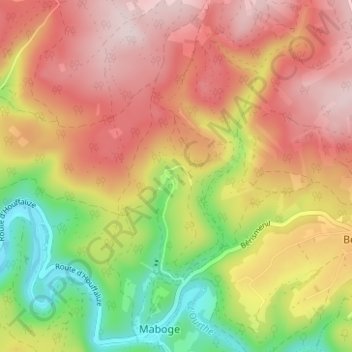 Carte topographique Borzée, altitude, relief