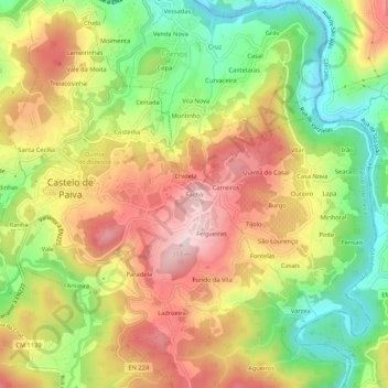 Carte topographique Facho, altitude, relief