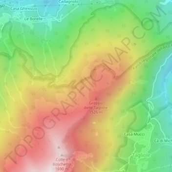 Carte topographique Roncoglione, altitude, relief