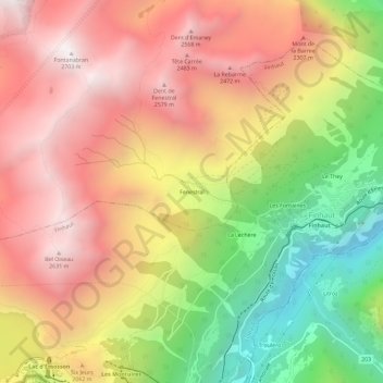 Carte topographique Fenestral, altitude, relief