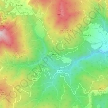 Carte topographique Caprile, altitude, relief