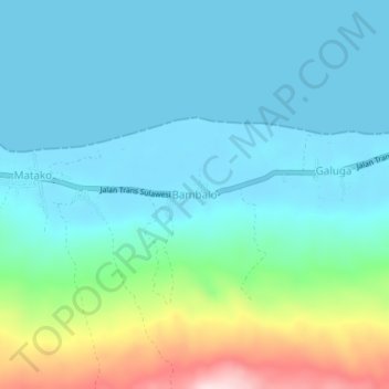 Carte topographique Bambalo, altitude, relief