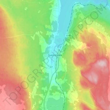 Carte topographique Svenstavik, altitude, relief