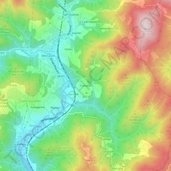 Carte topographique Costozze, altitude, relief