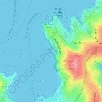 Carte topographique Hermit Bay, altitude, relief