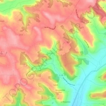Carte topographique Sainte-Croix, altitude, relief