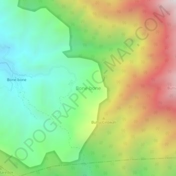 Carte topographique Bone-bone, altitude, relief
