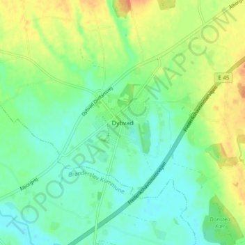 Carte topographique Dybvad, altitude, relief