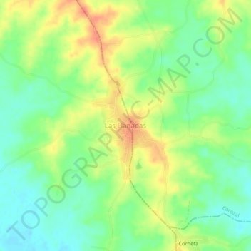 Carte topographique Las Llanadas, altitude, relief