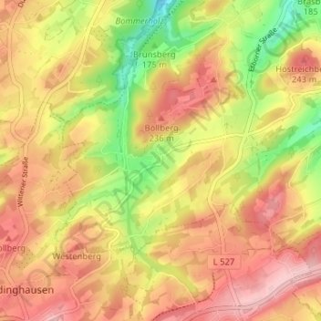 Carte topographique Albringhausen, altitude, relief