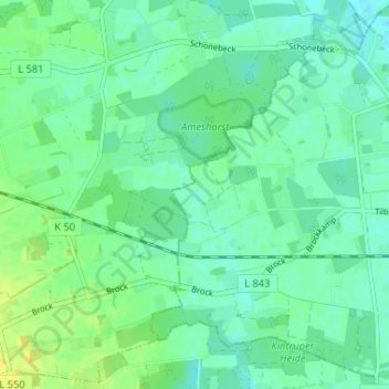 Carte topographique Brock, altitude, relief
