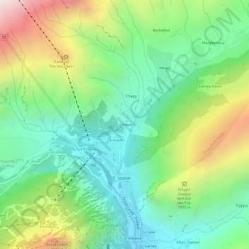Carte topographique La Palud, altitude, relief