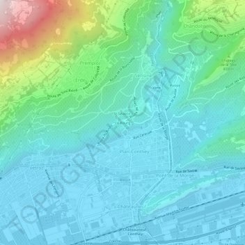 Carte topographique Le Bourg, altitude, relief