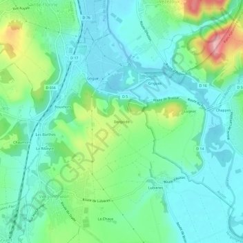 Carte topographique Bergoide, altitude, relief