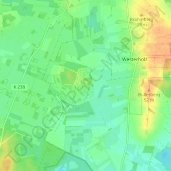 Carte topographique Hof Emmen, altitude, relief